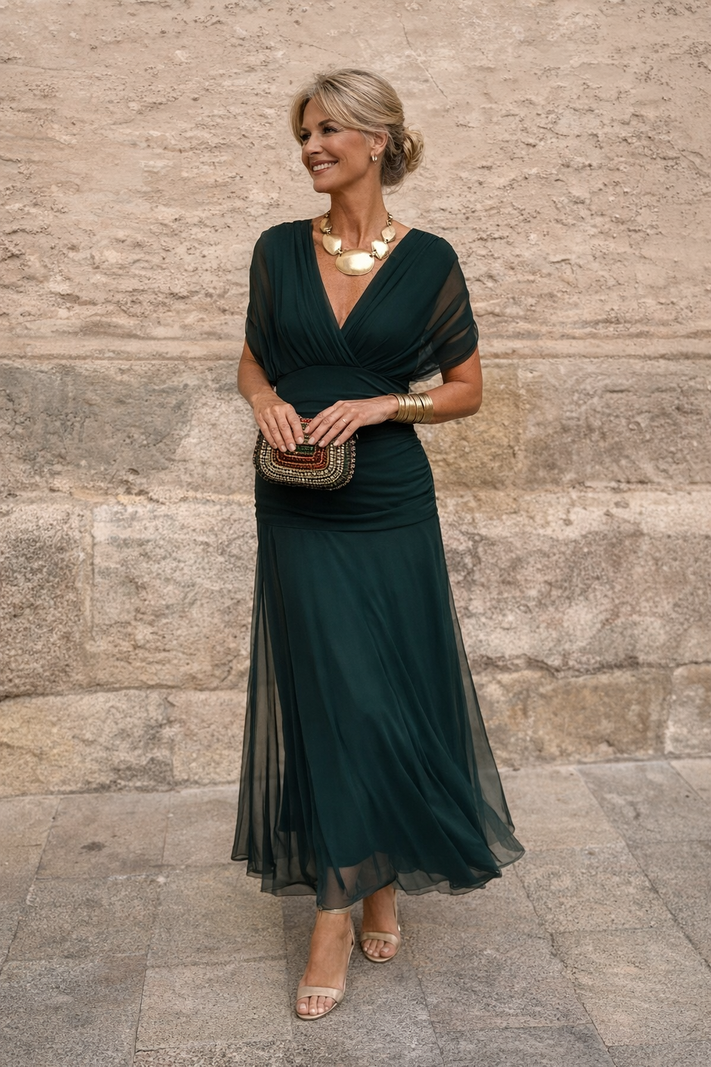 Elegant V-Neck Maxi Dress for Festive Occasions