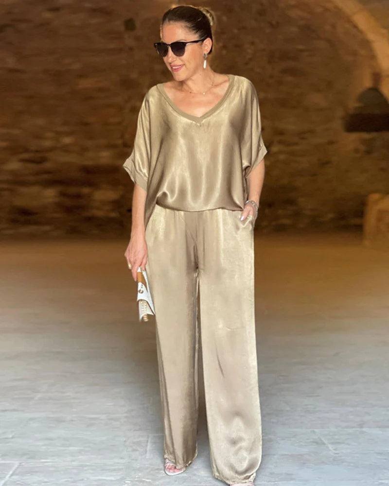 Elegant Women's Two-Piece Set (Top & Pants)