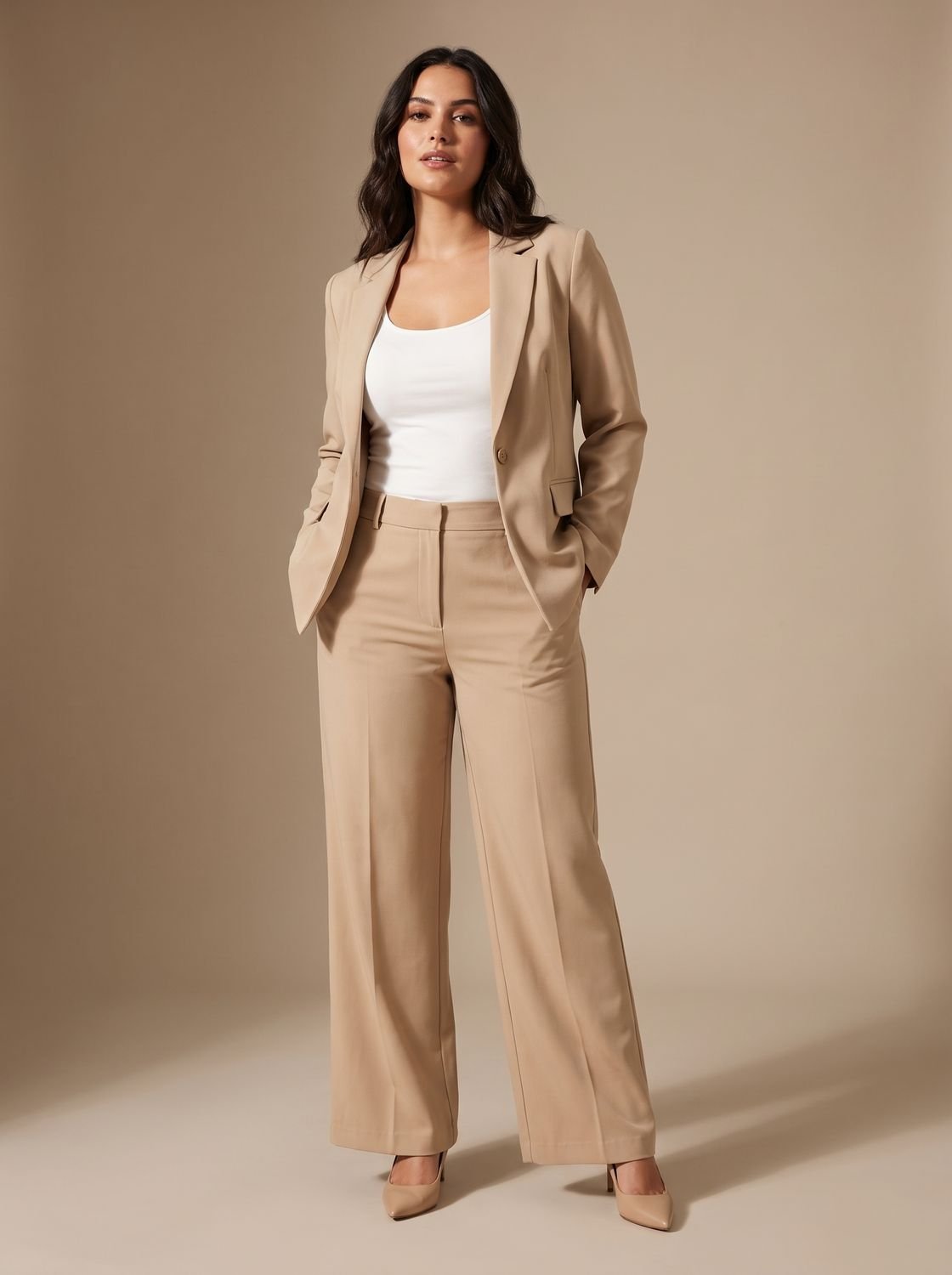 Elegant Women's Two-Piece Trouser Suit with Blazer