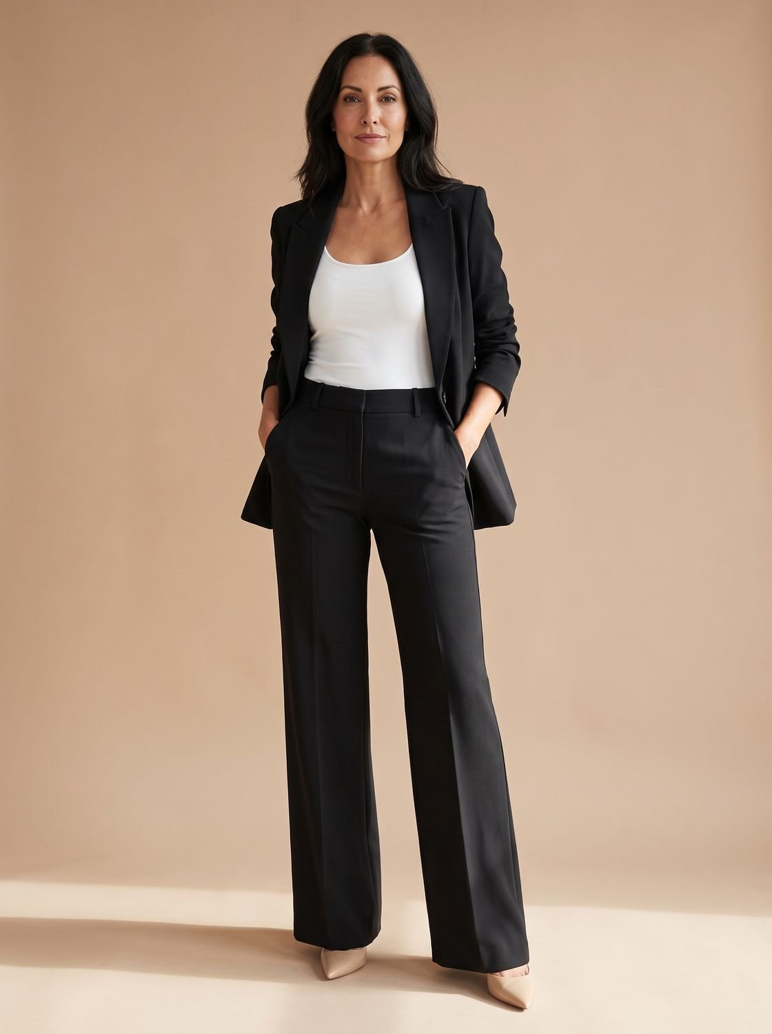 Elegant Women's Two-Piece Trouser Suit with Blazer