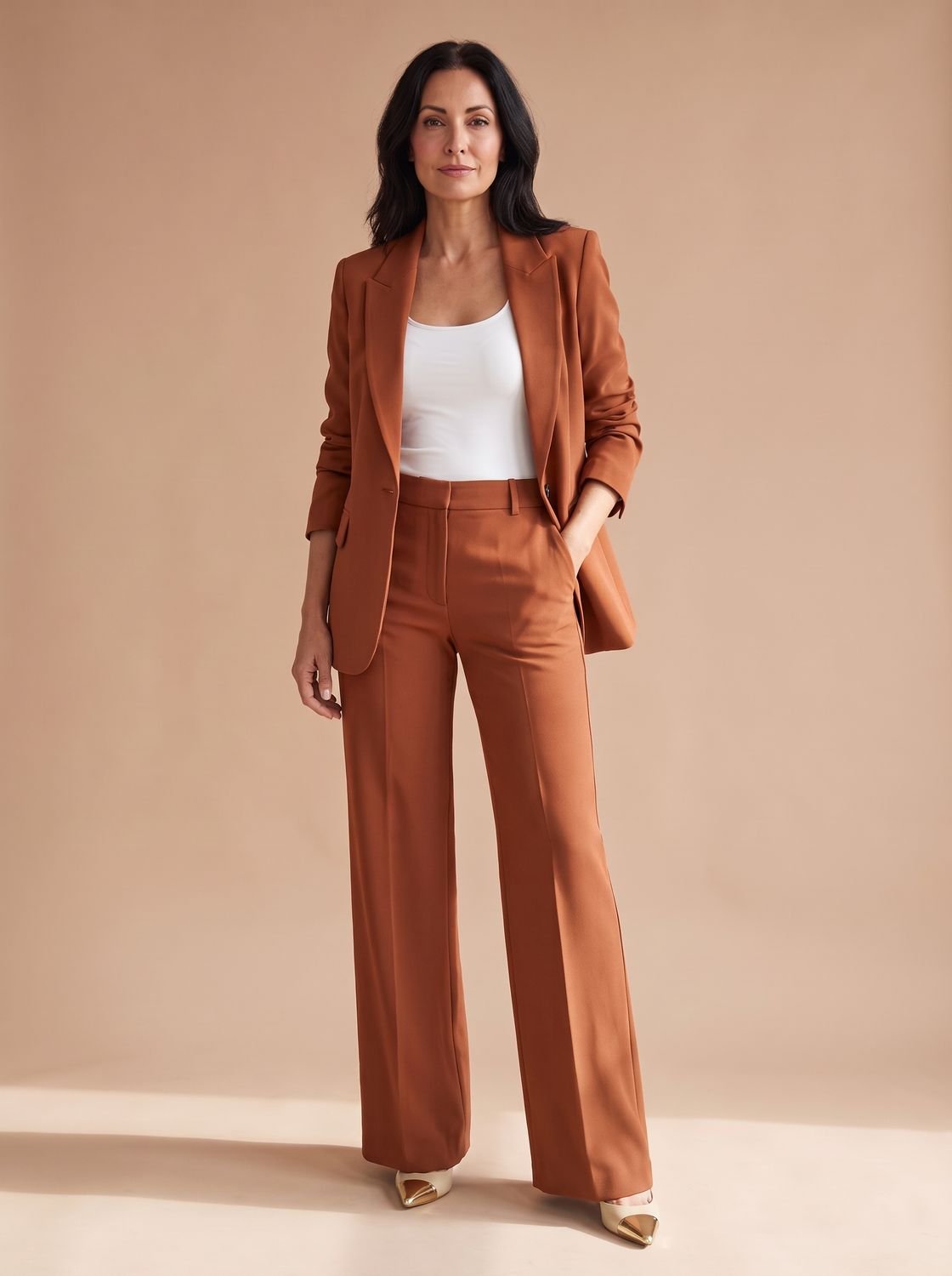 Elegant Women's Two-Piece Trouser Suit with Blazer