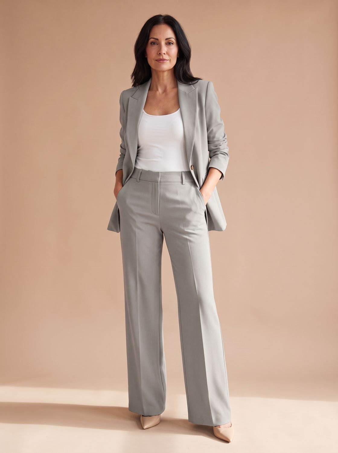 Elegant Women's Two-Piece Trouser Suit with Blazer