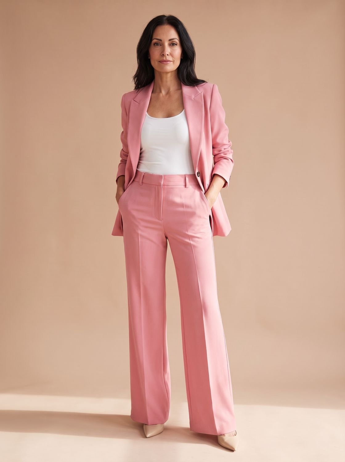 Elegant Women's Two-Piece Trouser Suit with Blazer