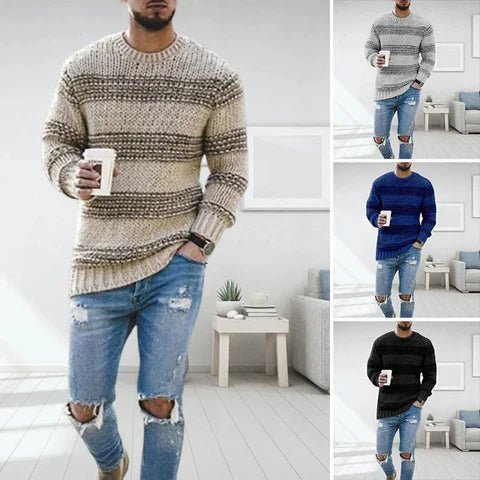 Image of Eli | Men's Striped Crew Neck Sweater