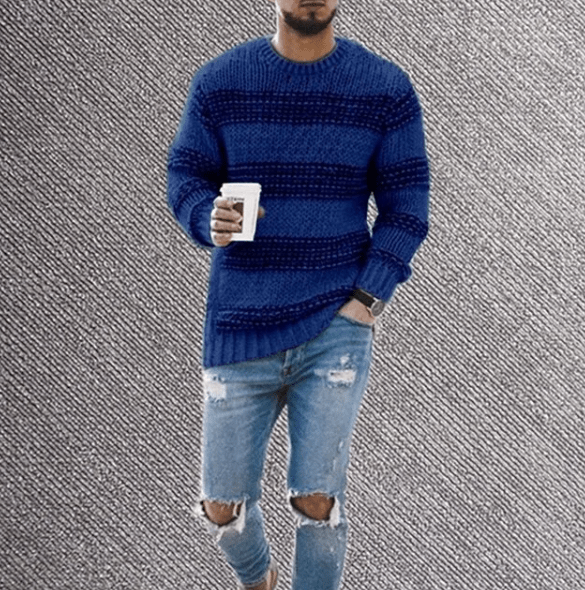 Image of Eli | Men's Striped Crew Neck Sweater