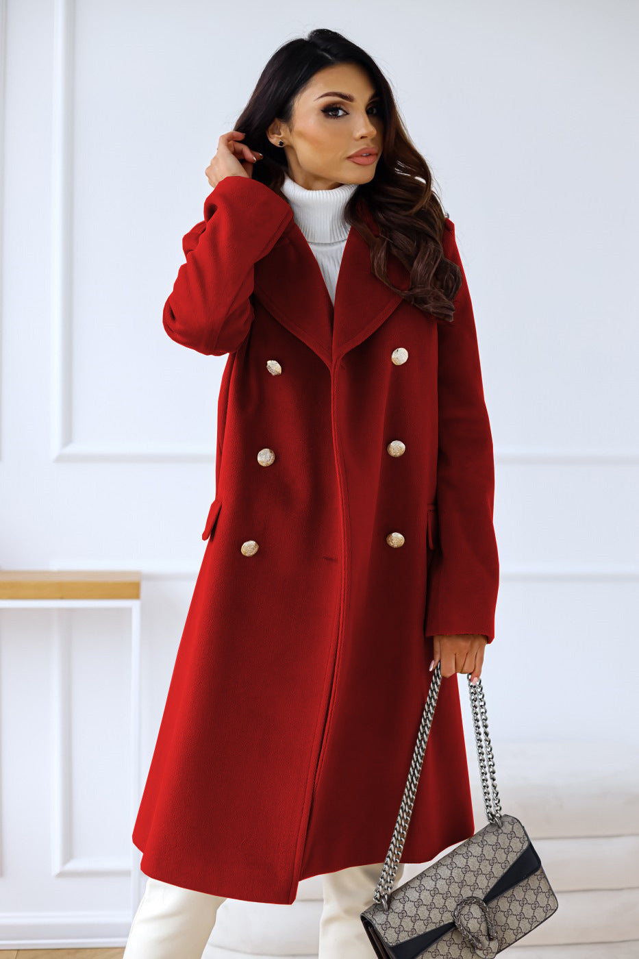 Image of Eliza | Women's Double-Breasted Long Coat