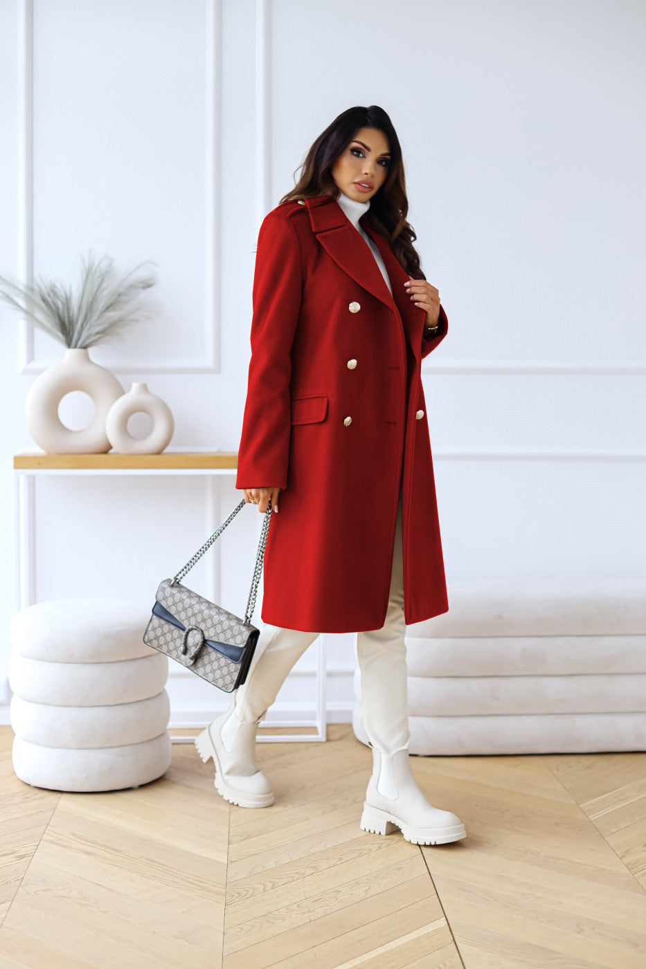 Image of Eliza | Women's Double-Breasted Long Coat