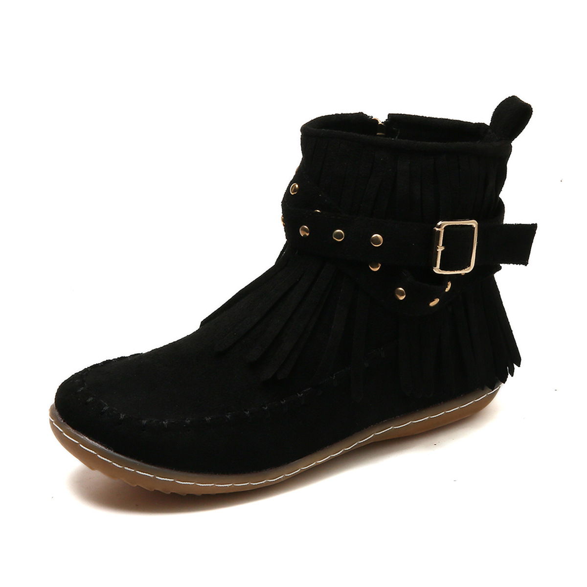 Image of Eliza | Women's Fringe Buckle Ankle Boots
