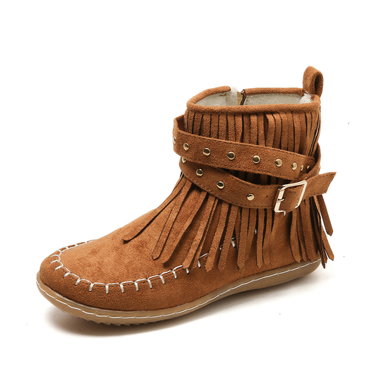 Image of Eliza | Women's Fringe Buckle Ankle Boots