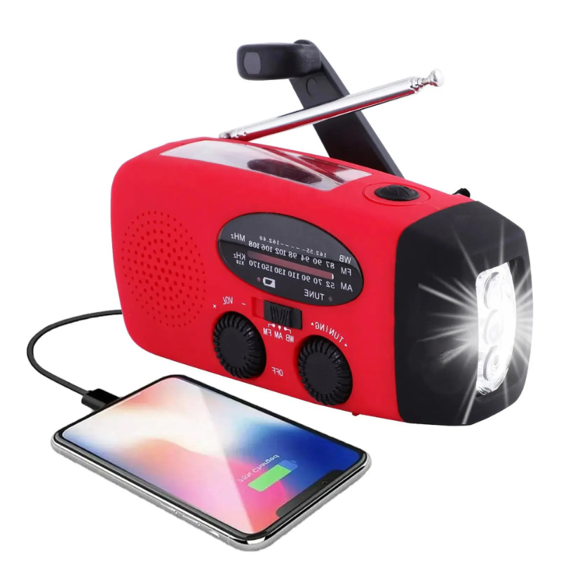 Emergency Solar Hand Crank Radio with Power Bank, USB & LED Flashlight