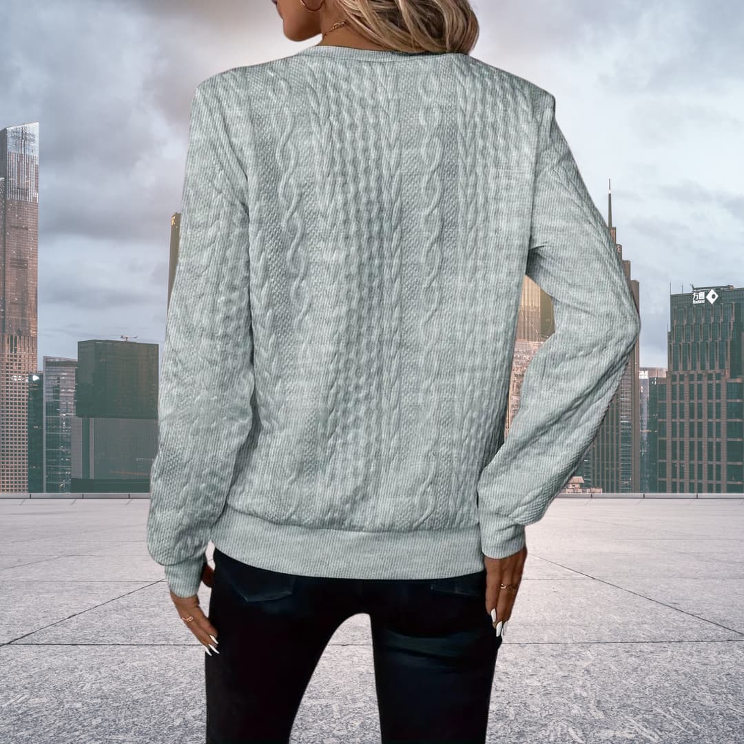 Image of Emily | Women's Cable Knit Zip Up Sweater