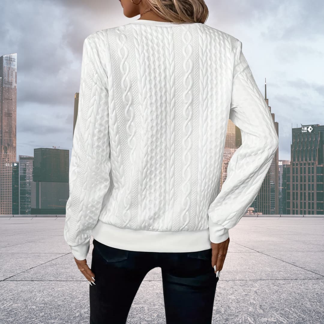 Image of Emily | Women's Cable Knit Zip Up Sweater