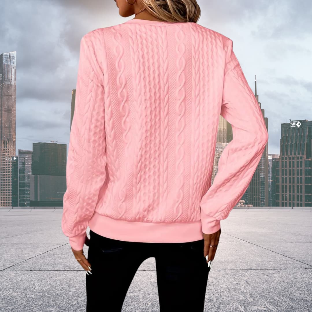 Image of Emily | Women's Cable Knit Zip Up Sweater