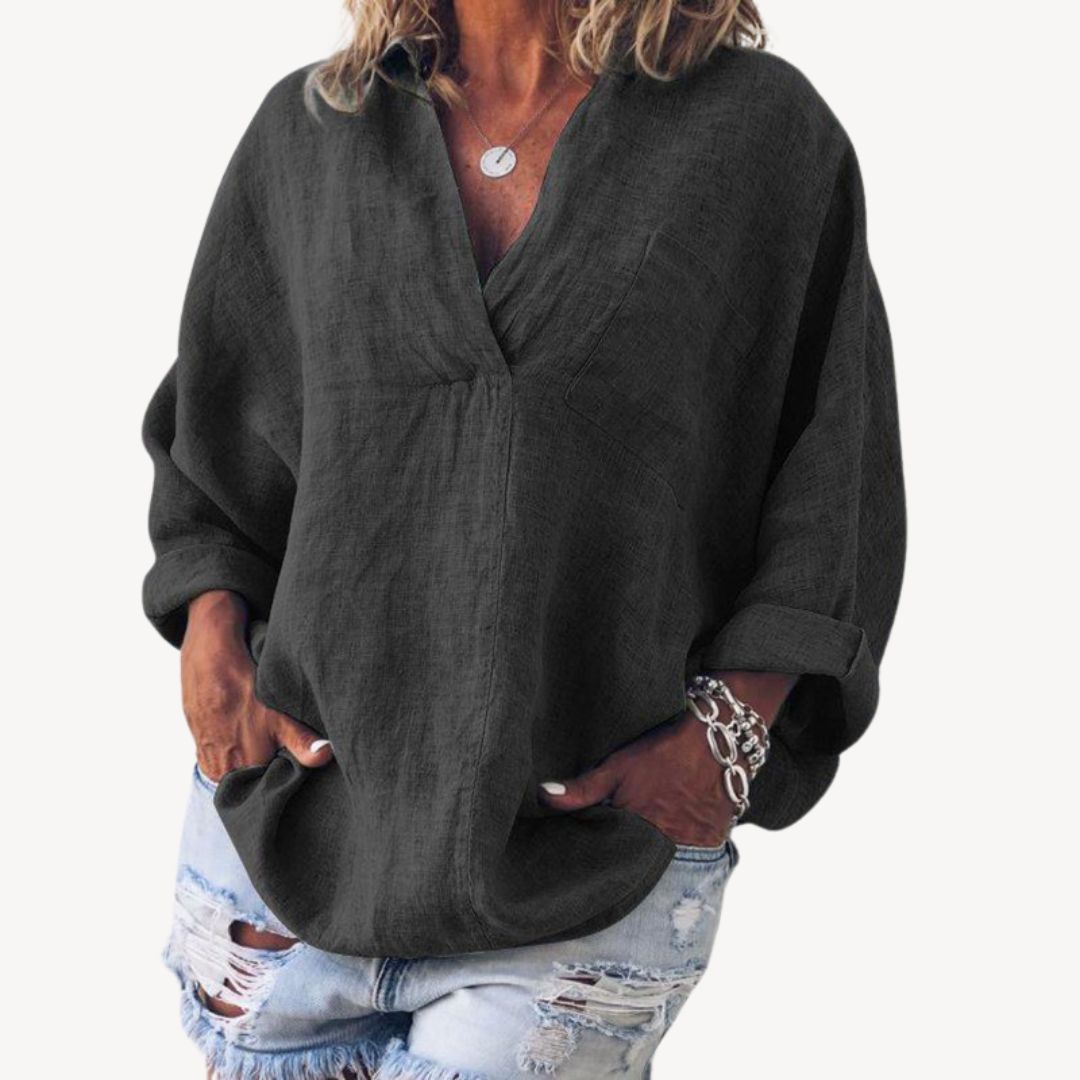 Image of Esme | Women's V-Neck Oversized Blouse
