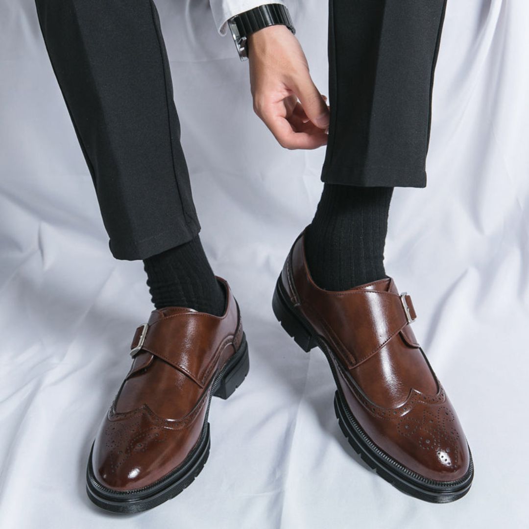 Image of Ethan | Men's Monk Strap Wingtip Dress Shoes