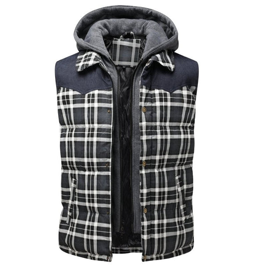 Image of Evan | Men's Hooded Plaid Vest