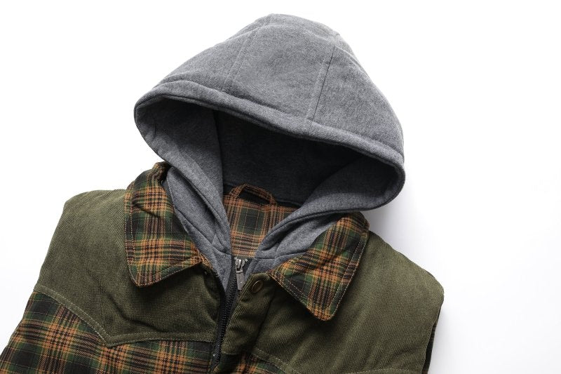 Image of Evan | Men's Hooded Plaid Vest