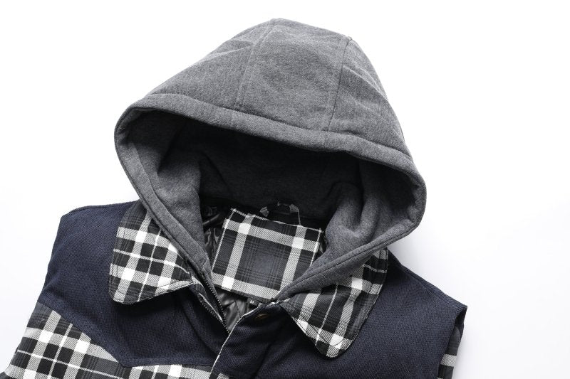 Image of Evan | Men's Hooded Plaid Vest