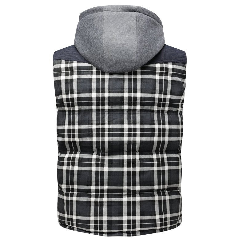 Image of Evan | Men's Hooded Plaid Vest