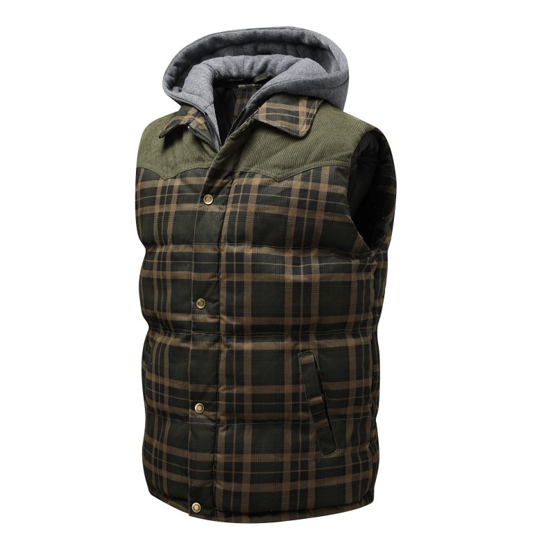 Image of Evan | Men's Hooded Plaid Vest