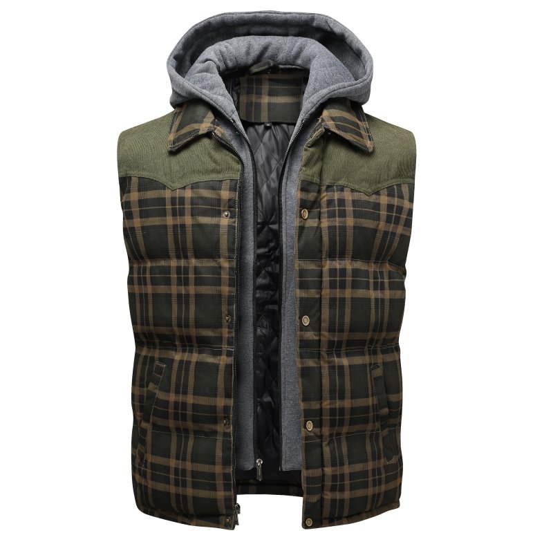 Image of Evan | Men's Hooded Plaid Vest
