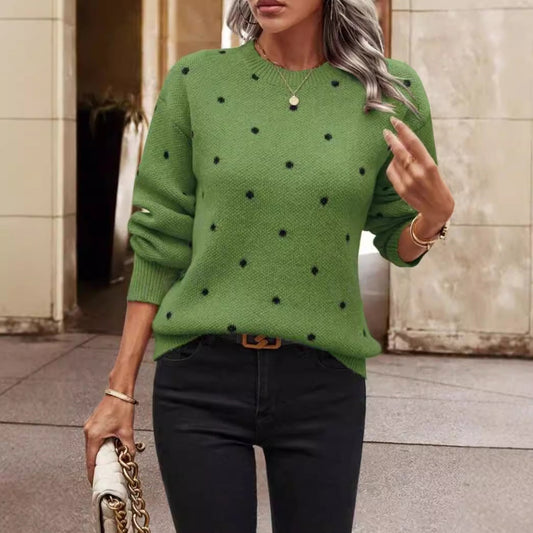 Image of Evelyn | Women's Long Sleeve Polka Dot Sweater