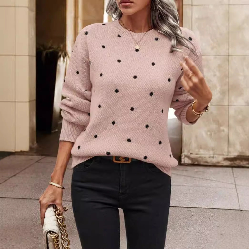 Image of Evelyn | Women's Long Sleeve Polka Dot Sweater