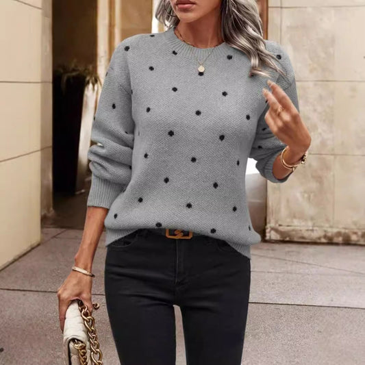 Image of Evelyn | Women's Long Sleeve Polka Dot Sweater