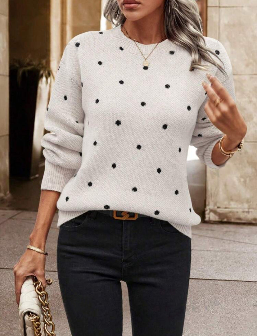 Image of Evelyn | Women's Long Sleeve Polka Dot Sweater