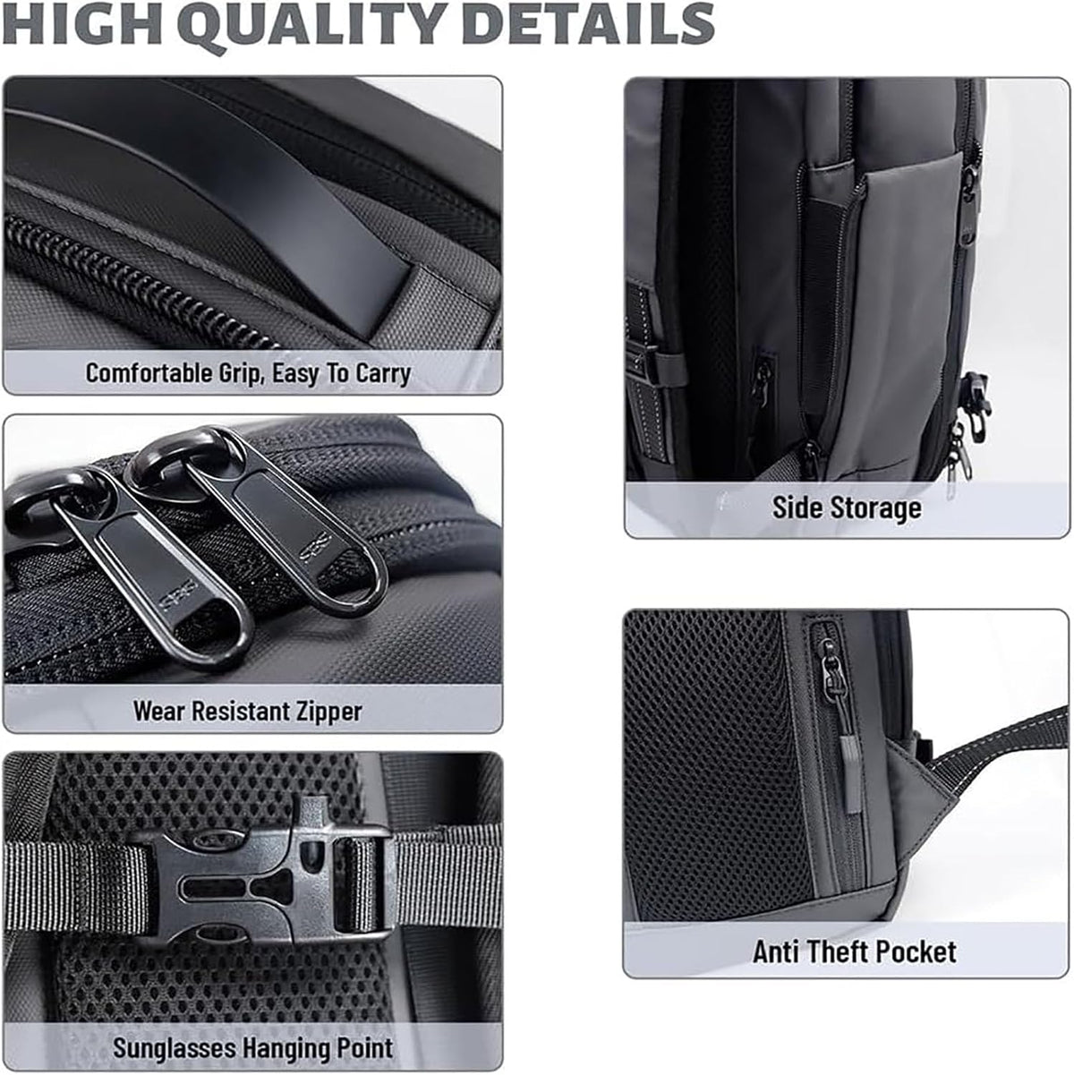 Expandable Compression Travel Backpack with Anti-Theft Lock and Wet Pocket