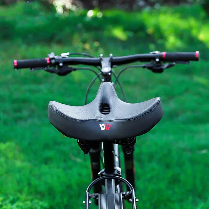 Extra Wide Bike Saddle with Cutout & High-Density Padding and Suspension