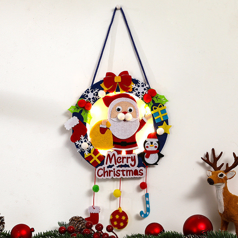 Fabric Christmas Wreath with LED Lighting