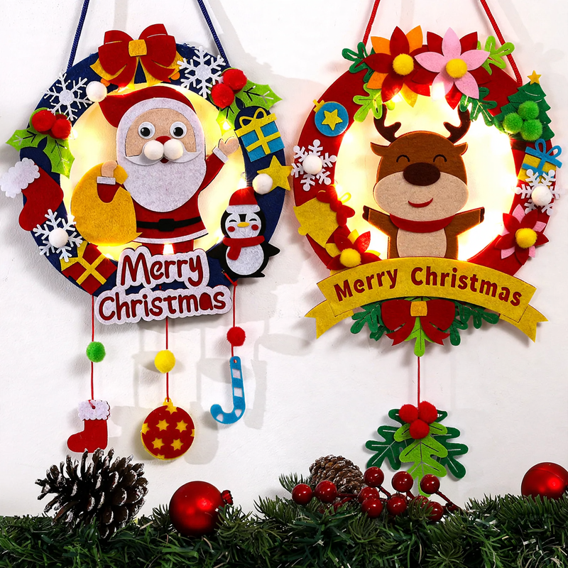 Fabric Christmas Wreath with LED Lighting