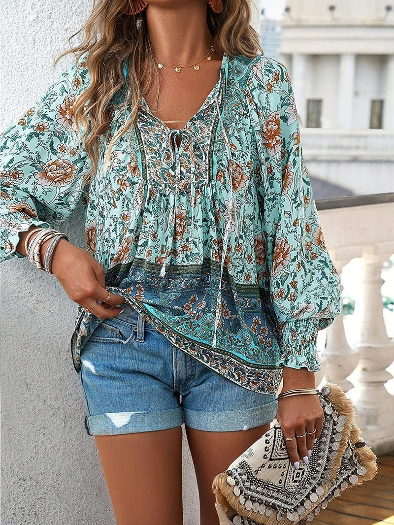 Image of Felicia | Women's Long Sleeve Floral Blouse