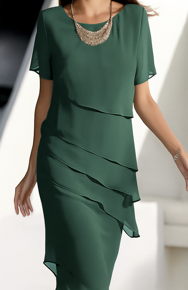 Image of Fern | Women's Short Sleeve Tiered Midi Dress