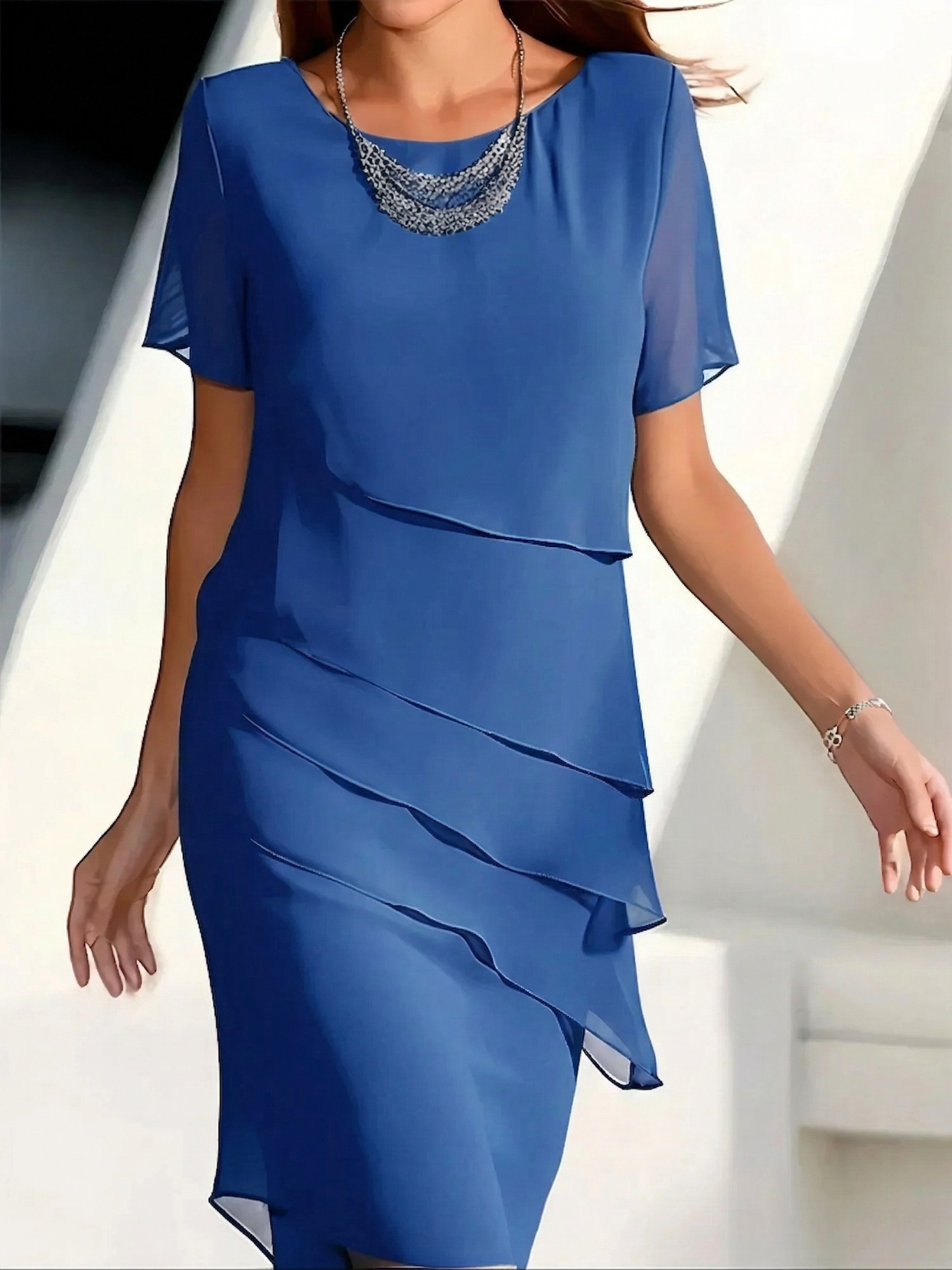 Fern | Women's Short Sleeve Tiered Midi Dress - Image 1