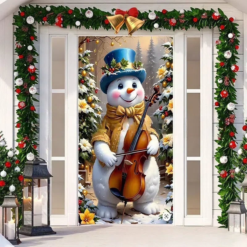 Festive Front Door Decoration — Red, Green & Gold Christmas Motif