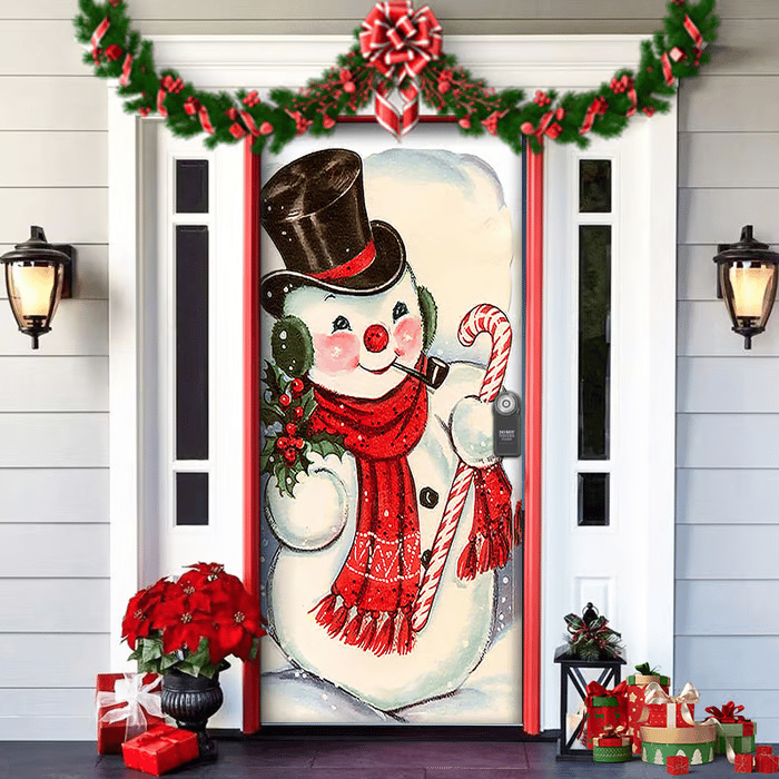 Festive Front Door Decoration — Red, Green & Gold Christmas Motif