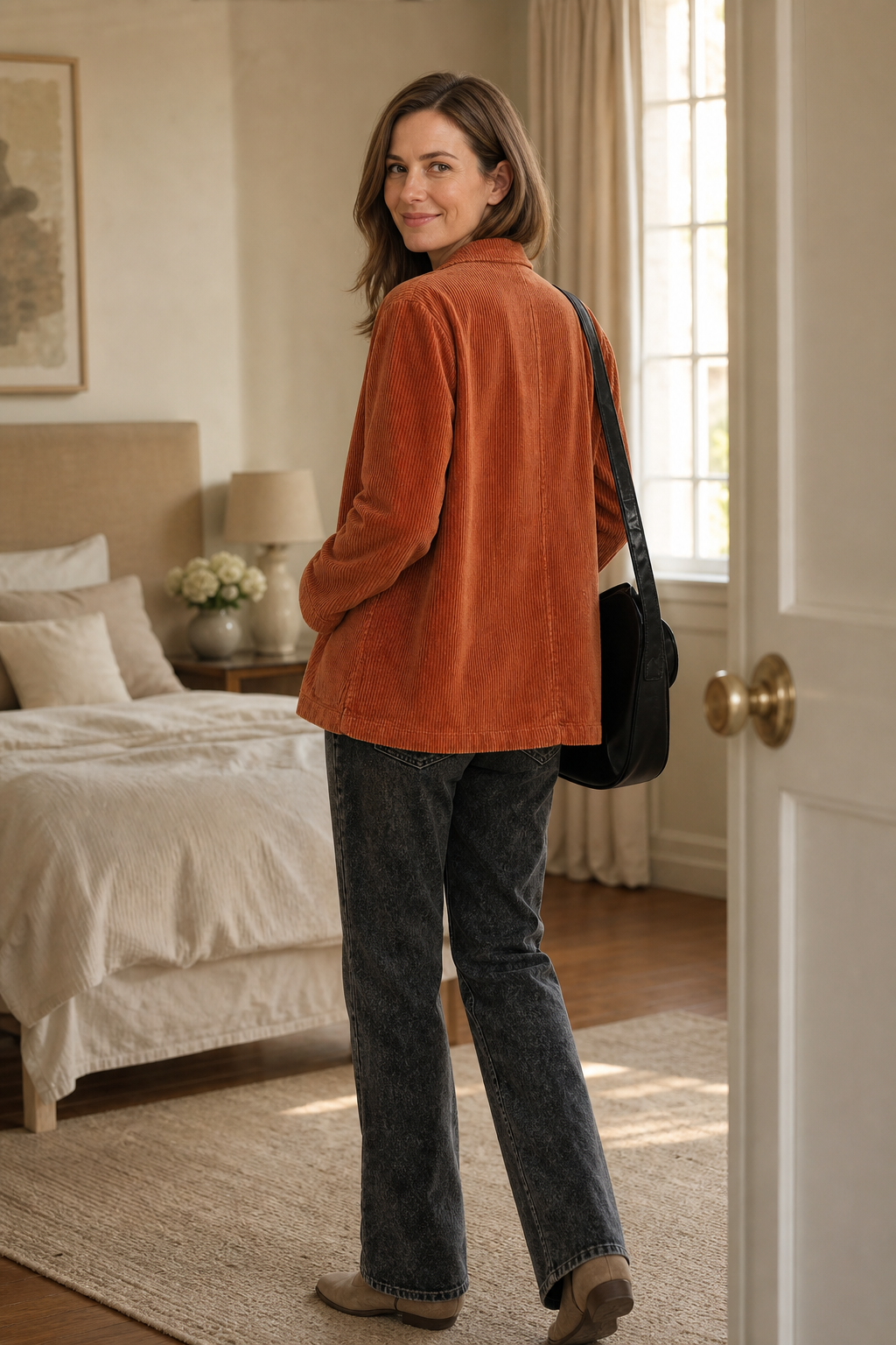 Fine Corduroy Blazer with Structured Shoulders