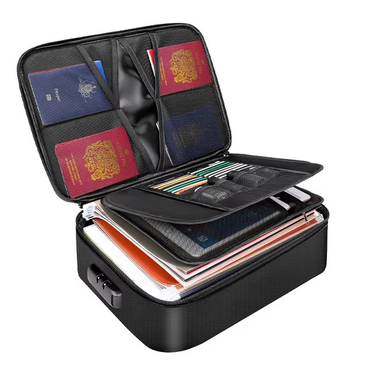 Fireproof and Waterproof Document Organiser Bag – Portable Protective Storage for Travel and Home Security