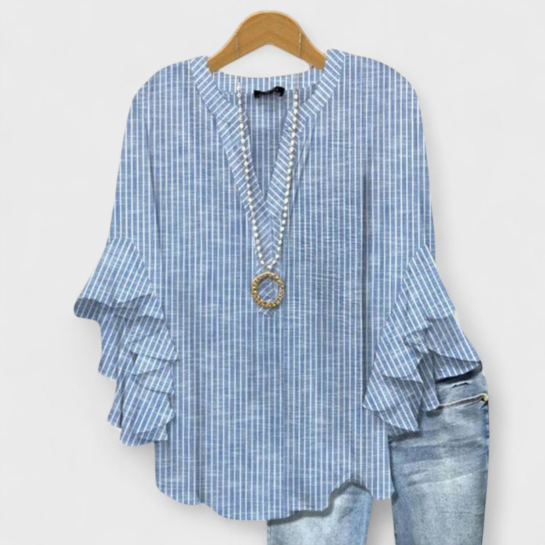 Floral Print Blouse with Tiered Sleeves