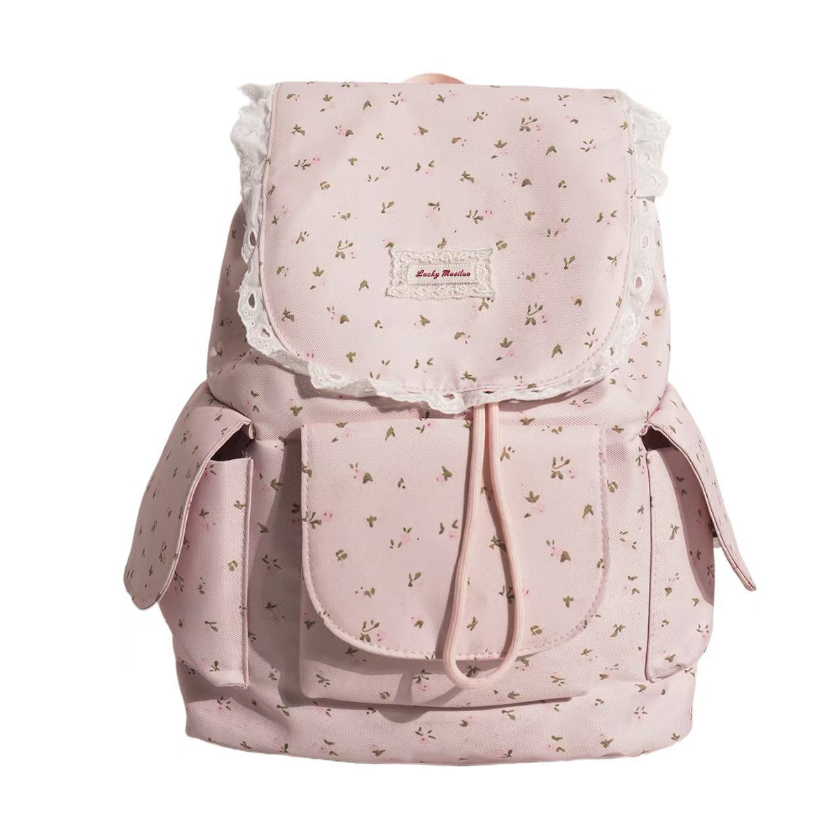 Floral Print Ruffled Backpack