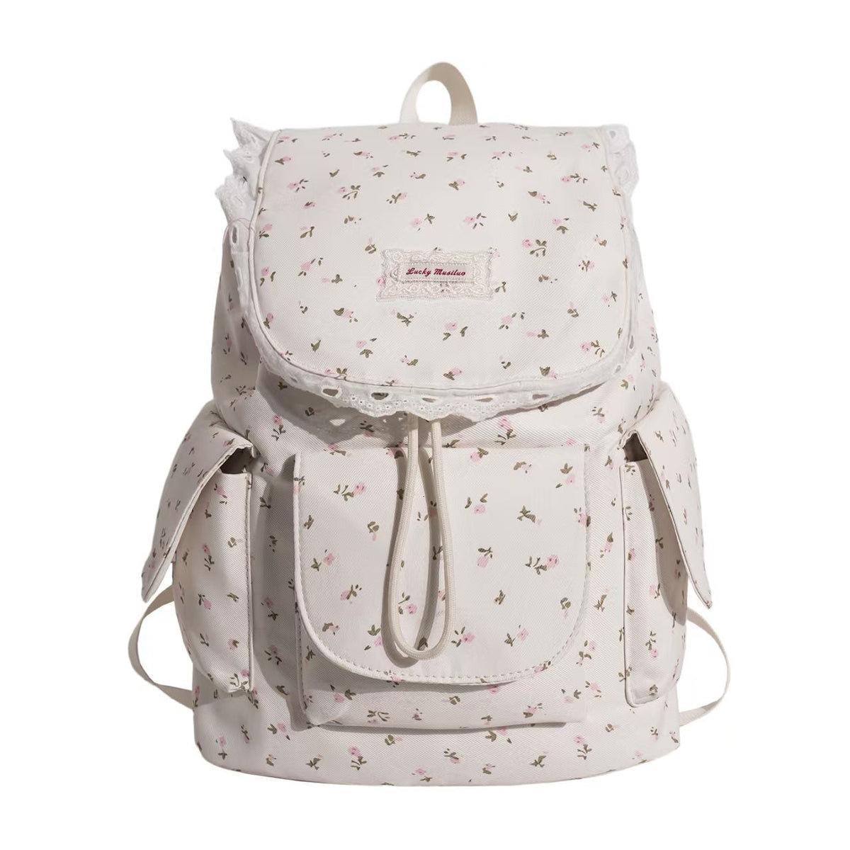 Floral Print Ruffled Backpack
