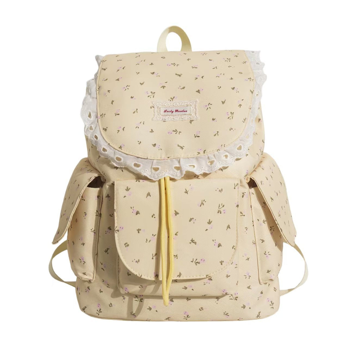 Floral Print Ruffled Backpack