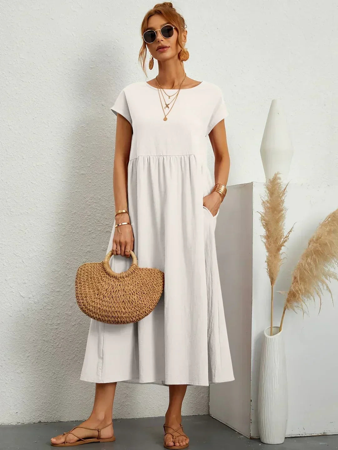 Flowy Midi Dress with Timeless Elegance