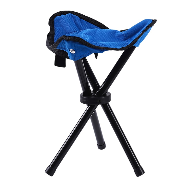 Folding Tripod Stool with Triangular Fabric Seat and Metal Frame