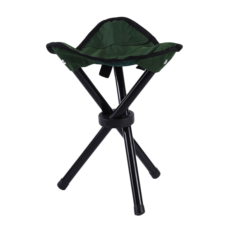Folding Tripod Stool with Triangular Fabric Seat and Metal Frame