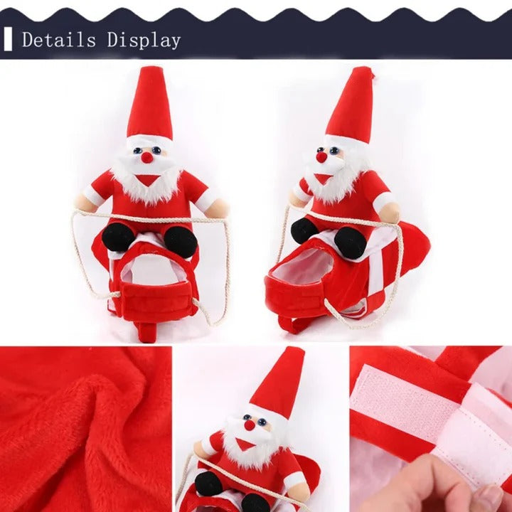 Funny Santa Riding Dog Christmas Costume with Lightweight Saddle Design and Soft Fabric