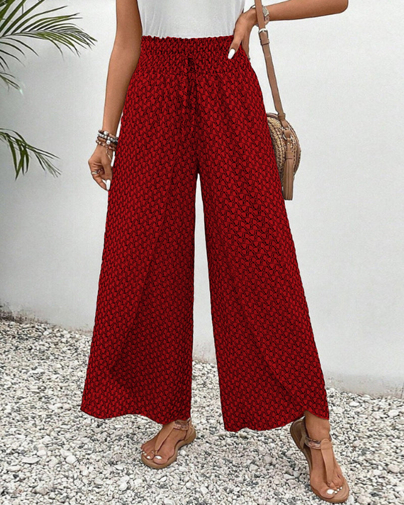 Image of Geraldine | Women's Printed High-Waisted Wide Leg Pants