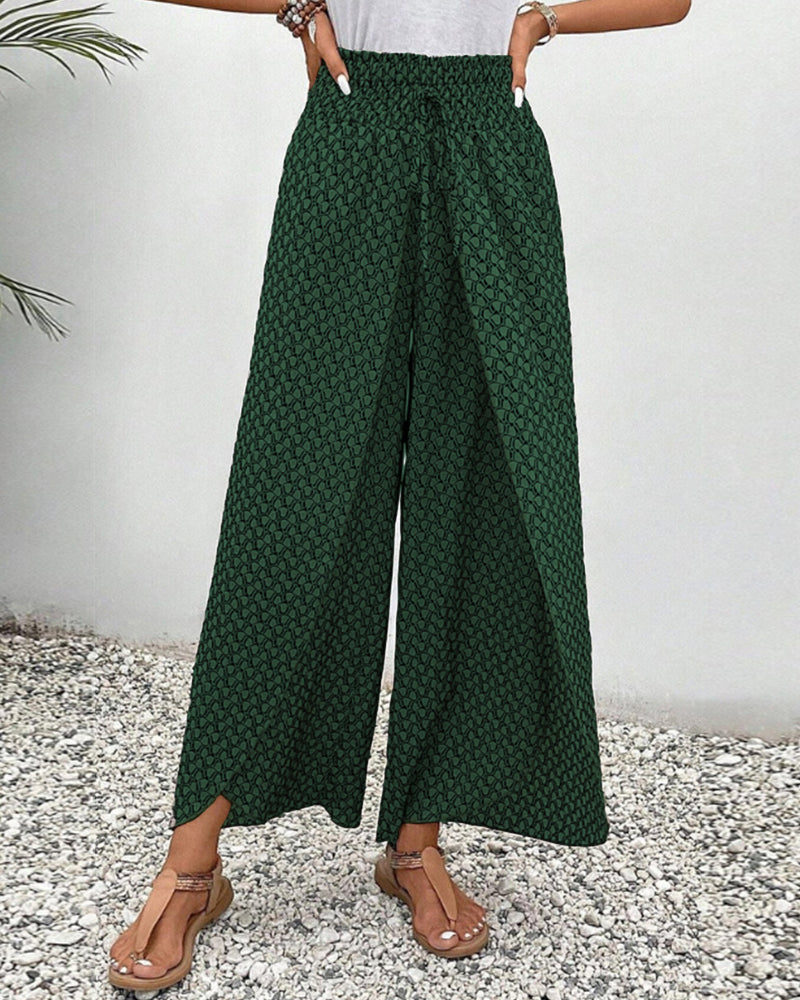 Image of Geraldine | Women's Printed High-Waisted Wide Leg Pants